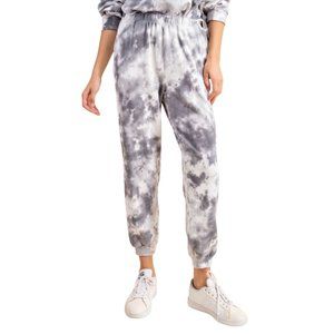 Sung Light High Waist Tie Dye Sweatpant Joggers Grey White Size Large NWT